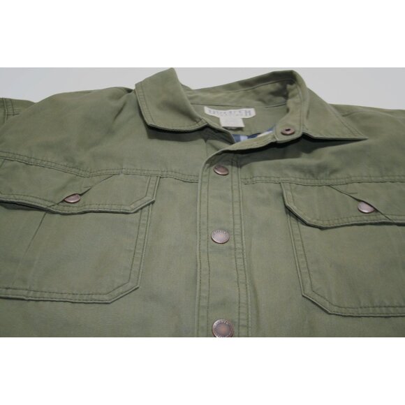 Duluth Trading Mens XL Warden Waxed Canvas Shirt Jac Green Workwear Chore Jacket - Picture 4 of 13